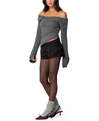 Mikkie Asymmetric Fold Over Knit Top