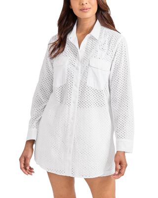 Eyelet Swim Cover-Up Shorts