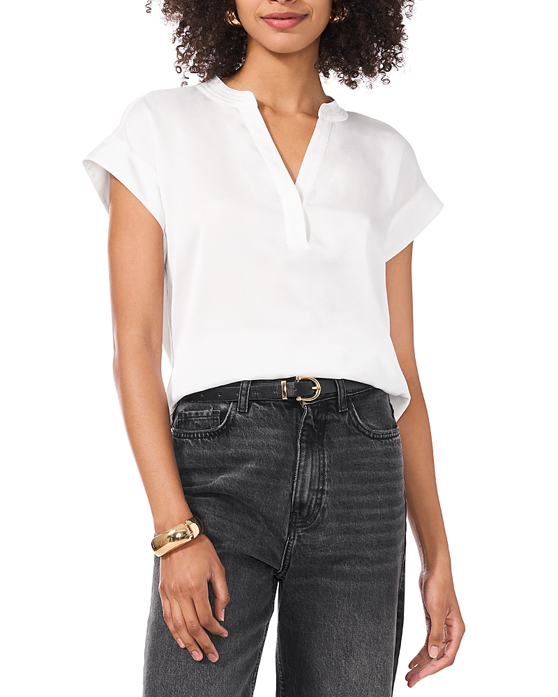 Shop Vince Camuto Split V Neck Blouse In New Ivory
