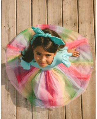  Girls' Bi-Material Dress with Printed Mesh Skirt - Big Kid