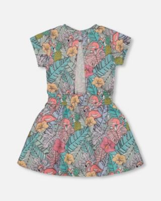  Girls' Printed French Terry Flamingos Dress - Big Kid