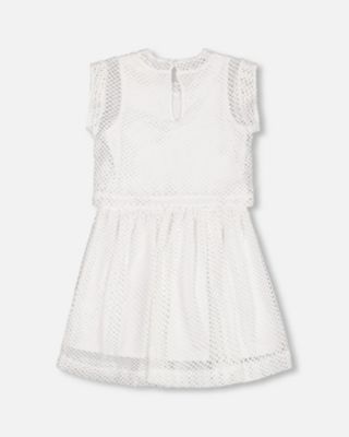  Girls' Bi-Material Mesh and Organic Cotton Dress - Little Kid