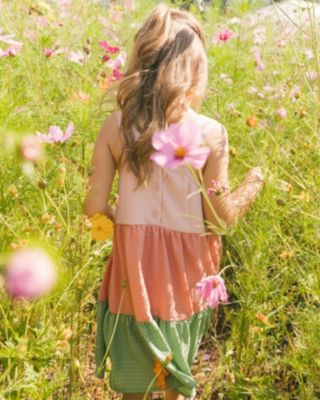  Girls' Tiered Color Block Peasant Dress - Little Kid