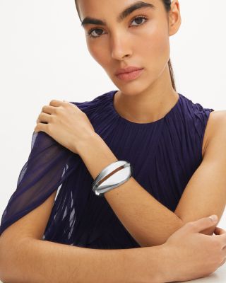 Wave Cuff Bracelet in Silver Tone