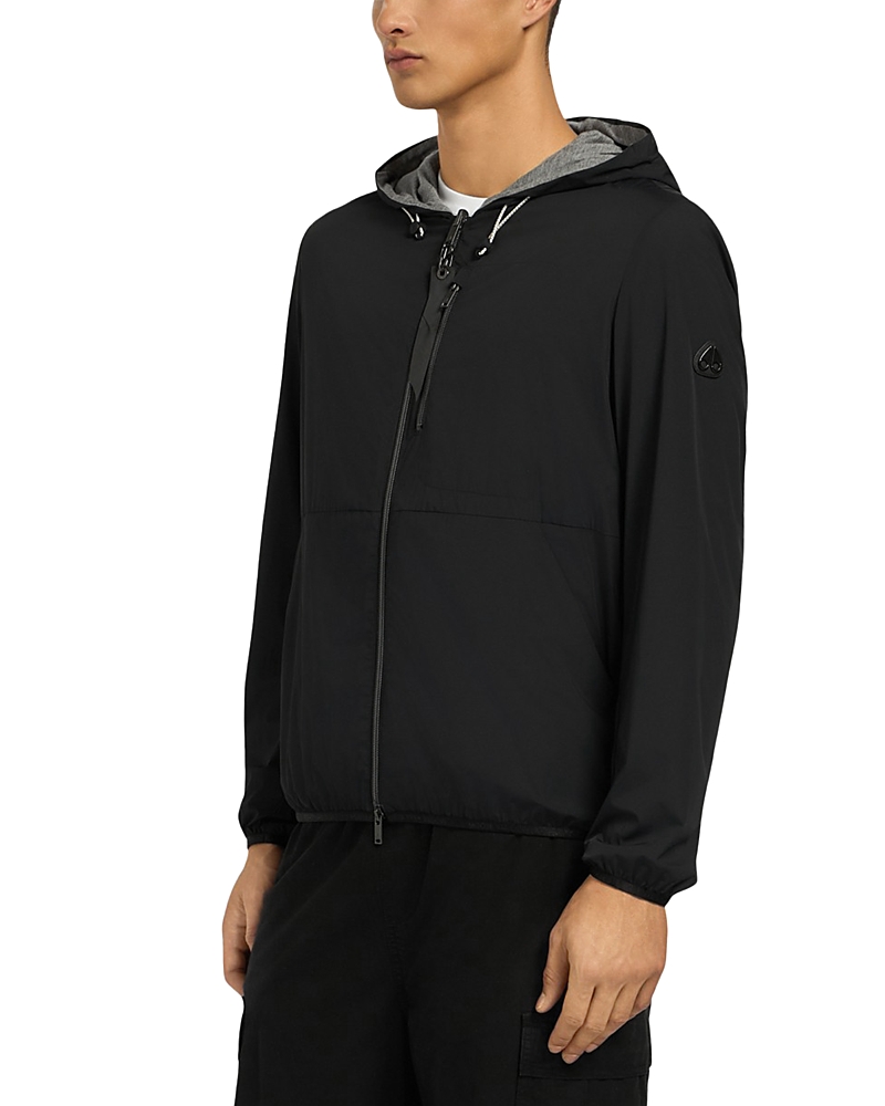 Moose Knuckles Black Reversible Jacket With Hood And Logo Patch On The Sleeve In Tech Fabric Man In Blackdusk