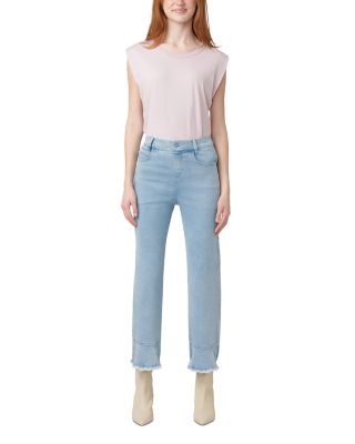 High Rise Ruffle Hem Skimmer Jeans