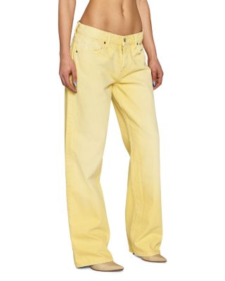 Cropped Low Rise Baggy Jeans in Butter