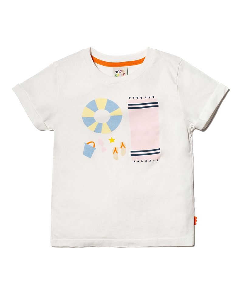 Mon Coeur Unisex Recycled Cotton Beach Party T-shirt - Little Kid, Big Kid In Natural/beach