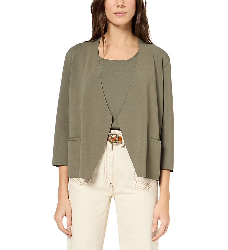 Gerard Darel Janel Open Front Jacket In Khaki Green