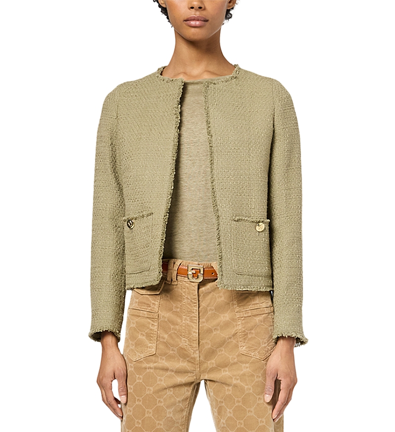 Gerard Darel Rodina Frayed Edge Jacket In Khaki Green