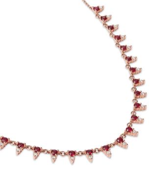 Ruby & Diamond Statement Necklace in 14K Rose Gold