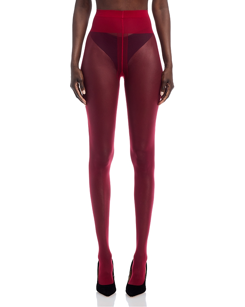 Wolford Individual 10 Back Seam Tights In Burgundy