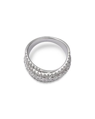Diamond Crossover Statement Ring in 14K White Gold, 1.5 tcw