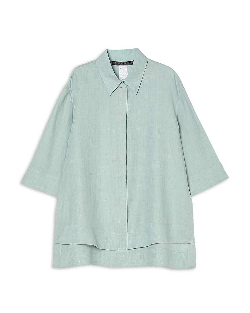 Marina Rinaldi A Uscita Florida Linen Shirt In Sage Green