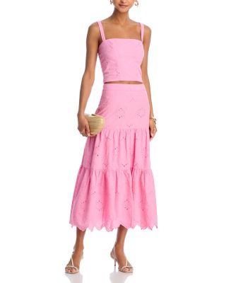 Embroidered Lace Midi Skirt - Exclusive 