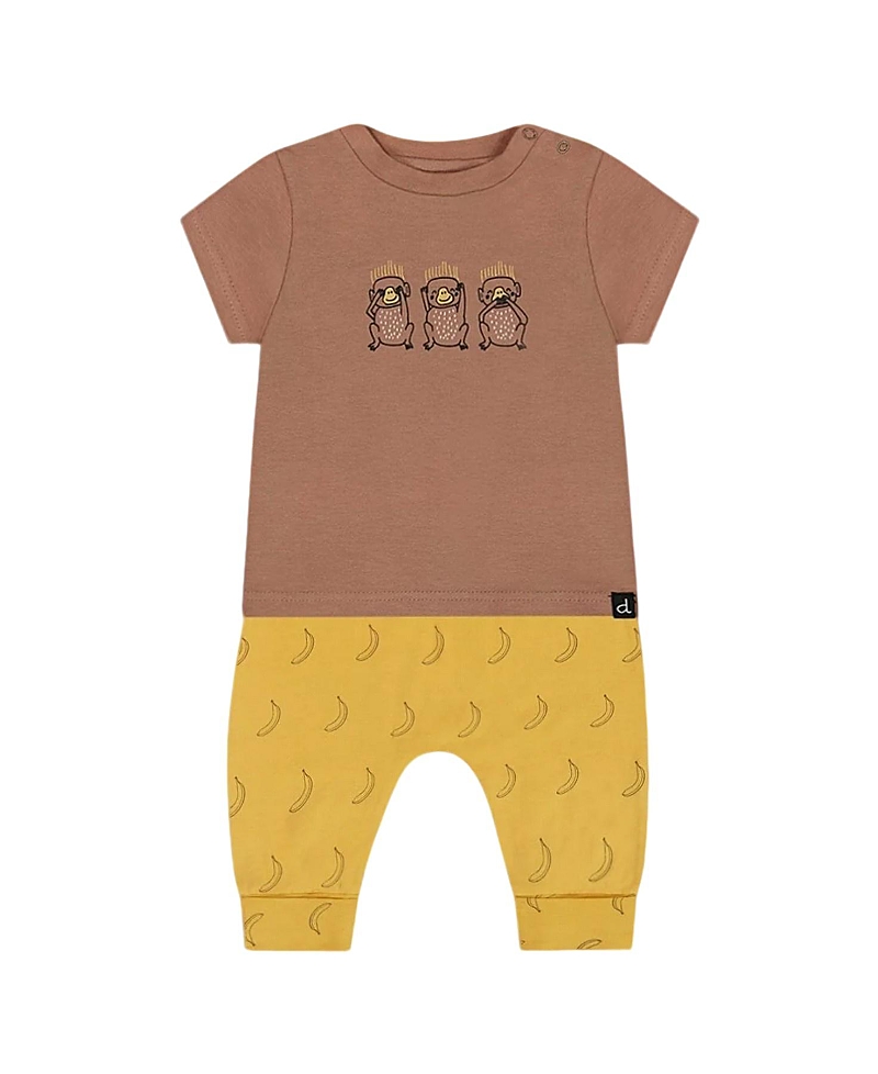 Deux Par Deux Baby Boy's Printed Organic Cotton Top And Pant Set Yellow Bananas And Brown In Yellow Bananas And Brown