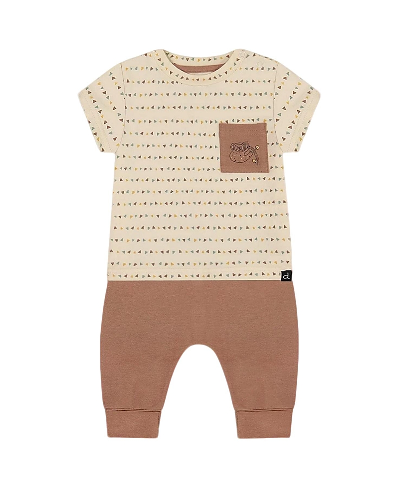 Deux Par Deux Baby Boy's Printed Organic Cotton Top And Pant Set Brown, Beige, And Monkey In Brown/beige/and Monkey