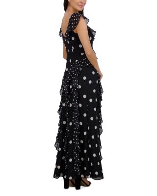 V Neck Flutter Sleeve Ruffle Dress