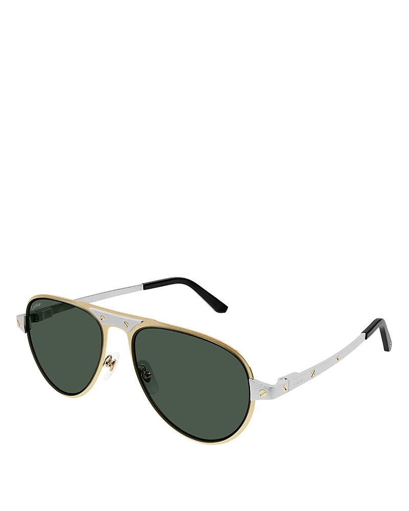 Cartier Santos Evolution Platinum & 24k Gold Plated Pilot Sunglasses, 58mm In Gold