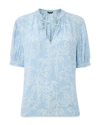 Leaves Tie Neck Blouse