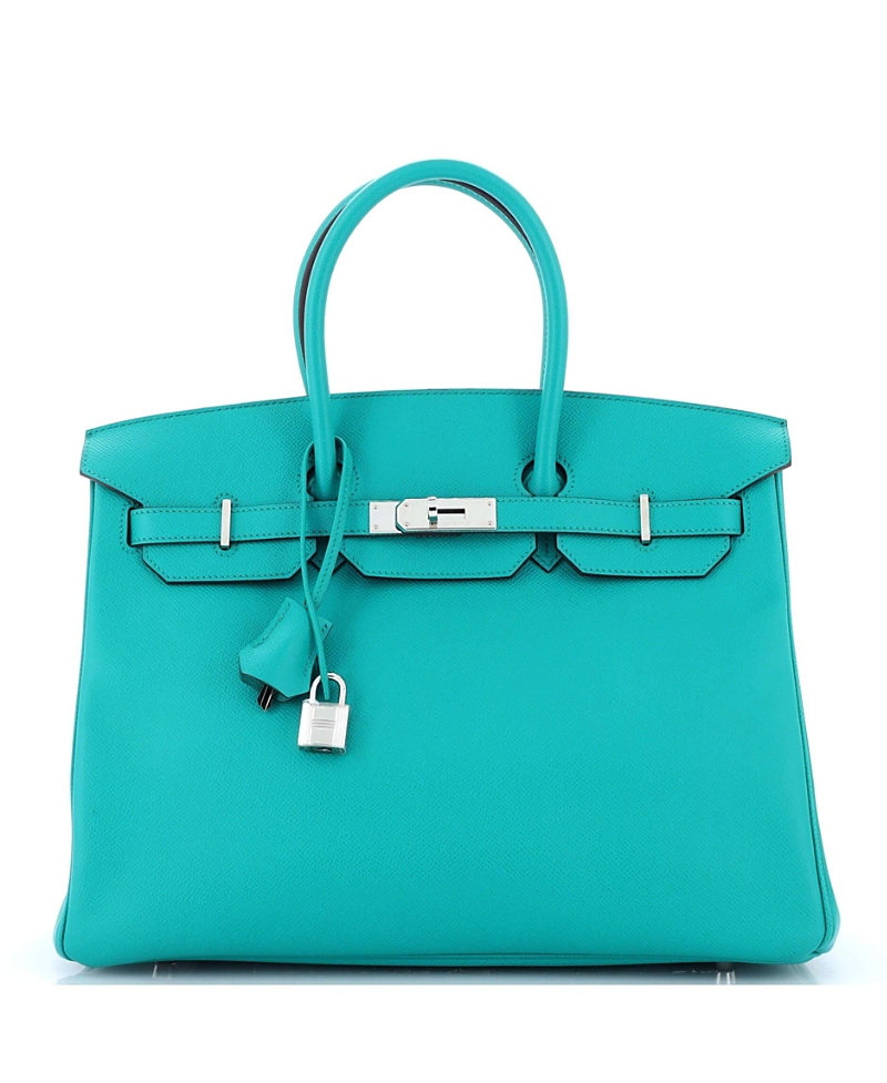 Pre-owned Pre-owned Hermes Hermes Birkin 35 Handbag Blue Epsom With Palladium Hardware In Bleu Paon