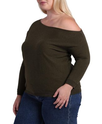 Plus Size Cotton Cashmere Off The Shoulder Top