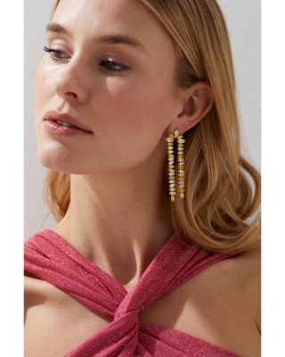 Yellow Stone Double Strand Drop Earrings