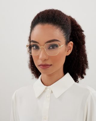 Panthere Classic 24K Gold Plated Squared Eye Glasses, 55mm