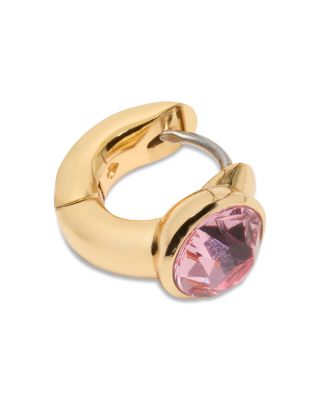 Keep Sparkling Round Stone Huggie Hoop Earrings