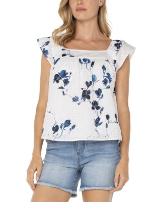 Liverpool Los Angeles - Square Neck Eyelet Top