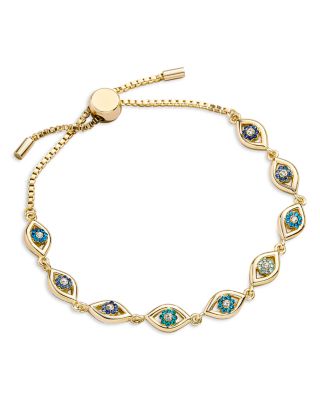 Salma Color Pav&eacute; Evil Eye Slider Bracelet in Gold Tone