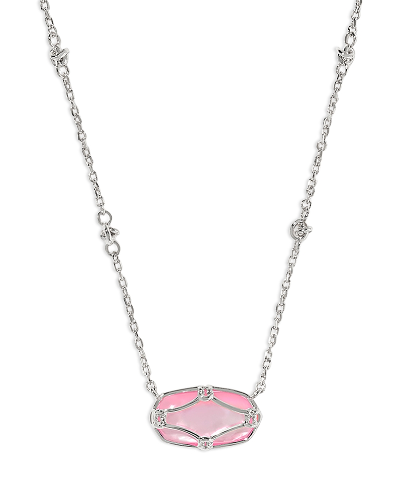 Kendra Scott Elisa Lattice Framed Mother Of Pearl Pendant Necklace In 14k Gold Plated, 19 In Pink/silver