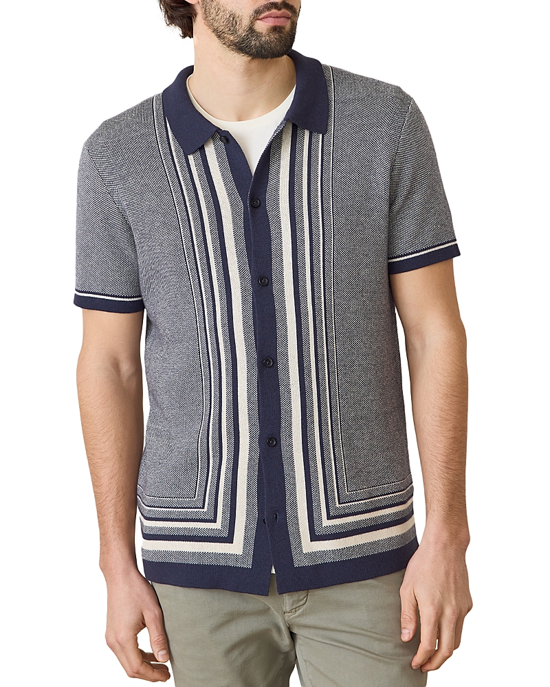 Marine Layer Ethan Sweater Button Down India Ink/oatmeal In India Ink/oatmeal