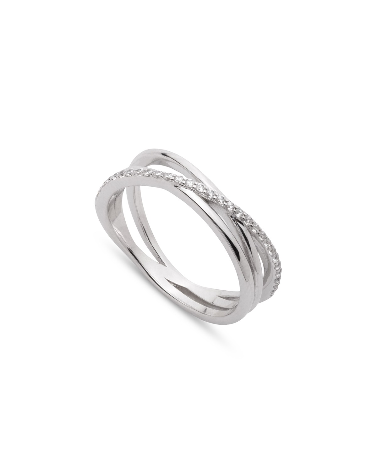 Pavé Crisscross Ring in Sterling Silver