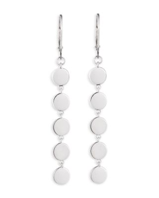 Disc Linear Drop Earrings in Sterling Silver