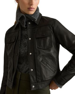 【海外限定】REISSジャケット☆Ely Leather Trucker Jacket in B Buy Reiss Black Ely Leather Trucker Jacket from Next USA