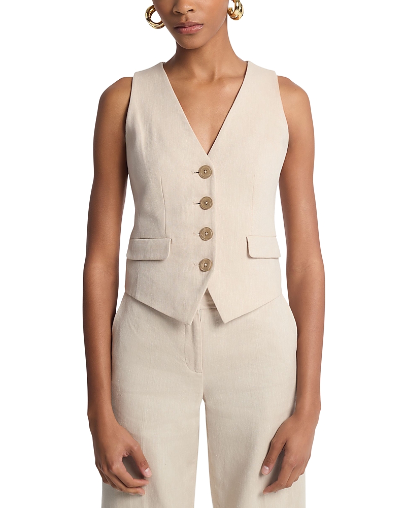 Michael Kors Linen And Cotton Twill Vest In Dune