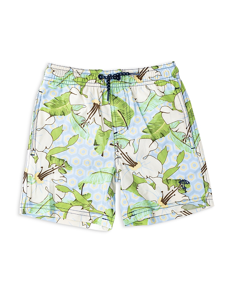 Shade Critters Boys' Hibiscus Swim Trunks - Little Kid In Blue