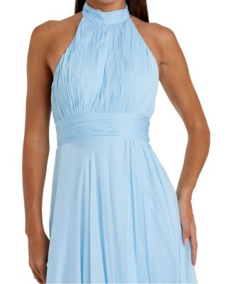 High Neck Tiered Chiffon Halter Gown