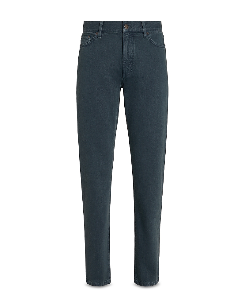 Shop Zegna Roccia Slim Fit Stone Washed Jeans In Dark Teal Blue