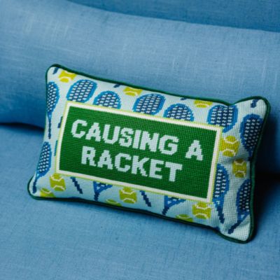 Causing A Racket Needlepoint Decorative Pillow