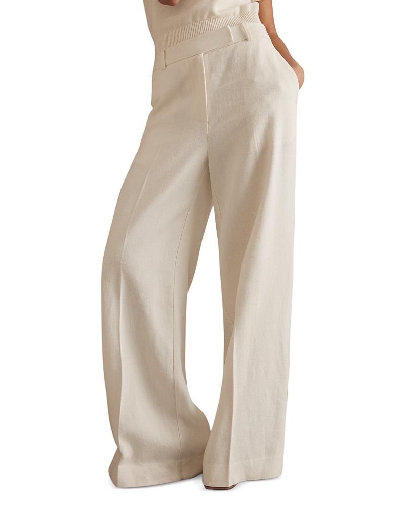 Reiss Devon High Waist Wide Leg Pants In White