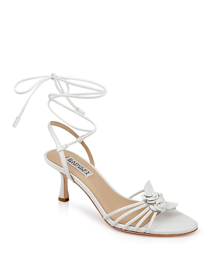 Shop Badgley Mischka Women's Darlyn Ankle Tie Sandals In White Leather