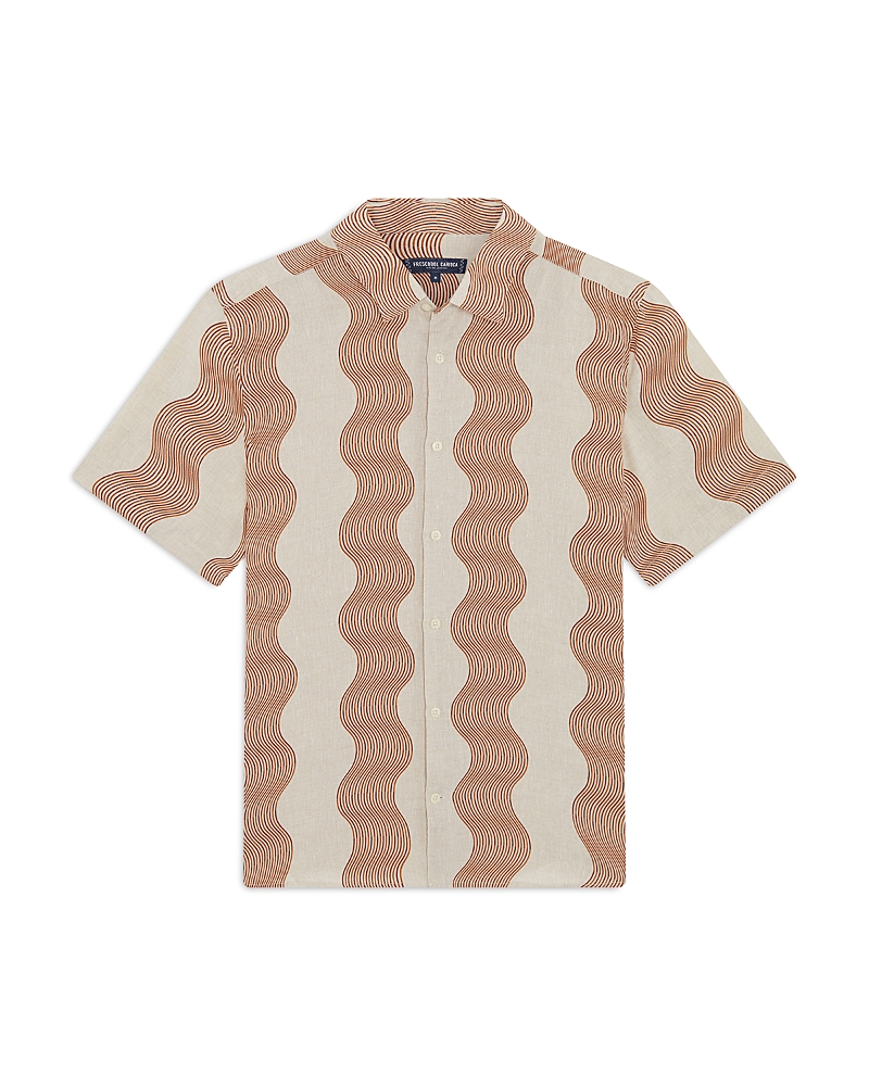 Frescobol Carioca Mens Castro Duo Cubana Striped Regular-fit Linen Shirt In Ecru Sienna