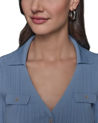 KARL LAGERFELD PARIS Collared Rib Sweater Top