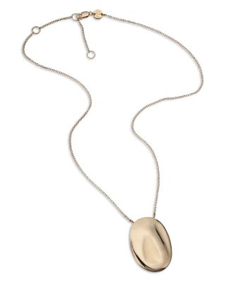 Jennifer Zeuner - Sculptural Oval Pendant Necklace in 18K Gold-Plated Sterling Silver, 15-17"
