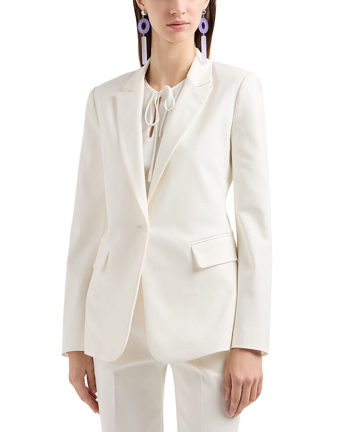 Emporio Armani Stretch Cotton Single Breasted Blazer