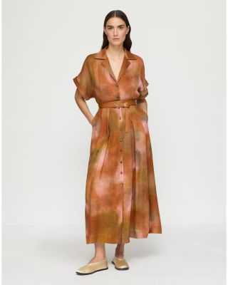 Notch Collar Shirt Dress