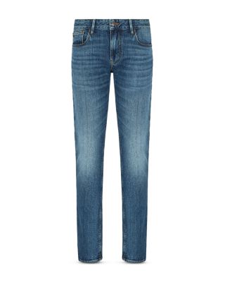 Slim Fit Washed Jeans in Medium Blue