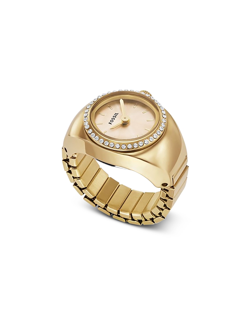 Fossil Women's Ring Watch Two-hand Gold-tone Stainless Steel Bracelet Watch, 15mm In Gold/gold